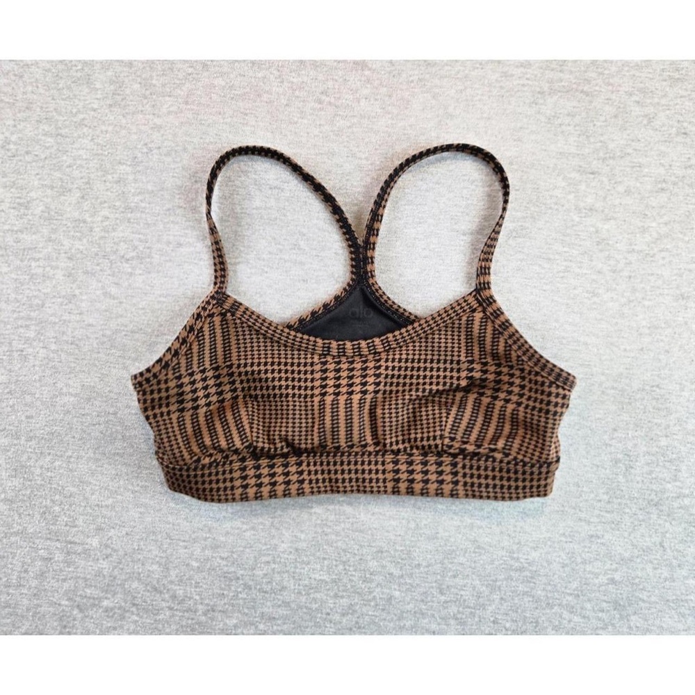 ALO Yoga Black and Brown Patterned Sports Bra